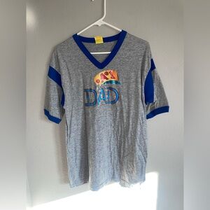 Vintage 70s 80s Dad Gray and Blue Shirt XL funny gift idea